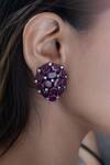 Do Taara_Pink Crystals, Cut Work Victorian Stone Embellished Stud Earrings_Online_at_Aza_Fashions