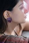 Buy_Do Taara_Pink Crystals, Cut Work Victorian Stone Embellished Stud Earrings_Online_at_Aza_Fashions