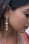 Buy_Do Taara_Gold Plated Kundan Embellished Geometric Dangler Earrings _at_Aza_Fashions