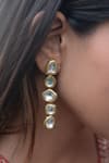 Do Taara_Gold Plated Kundan Embellished Geometric Dangler Earrings _Online_at_Aza_Fashions