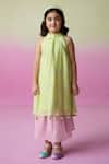 Buy_The Right Cut_Green Chanderi Mirrors, Embroidery Little Starry Hand Kurta And Skirt Set _at_Aza_Fashions