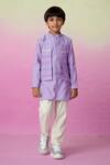 Buy_The Right Cut_Purple Chanderi, Cotton Embroidery, Mirrors Skies Nehru Jacket Set _at_Aza_Fashions