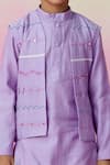 The Right Cut_Purple Chanderi, Cotton Embroidery, Mirrors Skies Nehru Jacket Set _Online_at_Aza_Fashions
