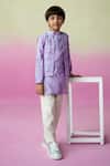 Buy_The Right Cut_Purple Chanderi, Cotton Embroidery, Mirrors Skies Nehru Jacket Set _Online_at_Aza_Fashions