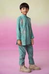Shop_The Right Cut_Green Chanderi Mirrors, Embroidery Astronaut Dreamer Kurta And Pant Set _Online_at_Aza_Fashions