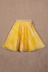 Shop_Minikin_Yellow Cotton Silk Embroidered Tie Dye Print Lehenga And Crop Top Set _at_Aza_Fashions