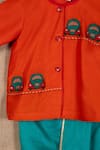 Minikin_Orange Cotton Silk Embroidered Car Kurta And Dhoti Pant Set _Online_at_Aza_Fashions
