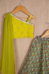 Minikin_Green Cotton Silk Embroidered Geometric Print Lehenga Set _Online_at_Aza_Fashions