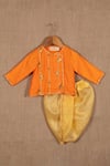 Buy_Minikin_Orange Cotton, Silk Gota Patti Work Angrakha And Dhoti Pant Set _at_Aza_Fashions