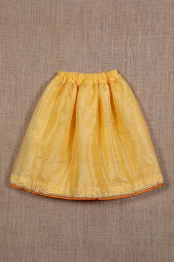 Minikin_Orange Cotton, Silk Gota Patti Work Top And Lehenga Set _Online_at_Aza_Fashions