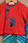 Buy_Minikin_Red Cotton Silk Embroidered Kurta And Leheriya Print Dhoti Pant Set _Online_at_Aza_Fashions