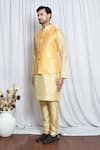 Shop_Aryavir Malhotra_Yellow Jacquard Damask Woven Nehru Jacket _Online_at_Aza_Fashions