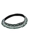 Shop_Modarta_Green Stones, Embroidery Silk Hand Waist Belt _at_Aza_Fashions