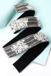 Modarta_Black Pearls, Stones Silk And Crystal Hand Embroidered Belt _Online_at_Aza_Fashions