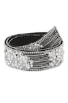 Buy_Modarta_Black Pearls, Stones Silk And Crystal Hand Embroidered Belt _Online_at_Aza_Fashions