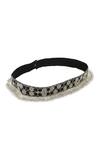 Shop_Modarta_Black Stones Honeycomb Pattern Hand Embroidered Belt_at_Aza_Fashions