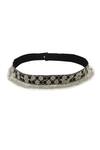 Buy_Modarta_Black Stones Honeycomb Pattern Hand Embroidered Belt_Online_at_Aza_Fashions