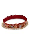 Buy_MODARTA_Red Crystal Stone Floral Hand Embroidered Belt _Online_at_Aza_Fashions