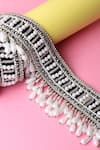 Buy_Modarta_White Smocking, Pearls Swarovski Crystal Embroidered Belt _at_Aza_Fashions