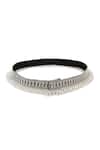 Shop_Modarta_White Smocking, Pearls Swarovski Crystal Embroidered Belt _at_Aza_Fashions