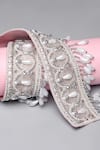 Buy_MODARTA_Silver Swarovski Crystals And Decorative Stones Geometric Pearl Embroidered Belt_at_Aza_Fashions