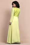 Shop_LABEL IVISH_Yellow Silk Georgette California Poppy Placement Hand Long Dress  _at_Aza_Fashions