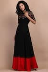 Buy_LABEL IVISH_Black Silk Georgette Valerian Embroidered Dress _Online_at_Aza_Fashions