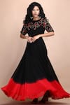 LABEL IVISH_Black Silk Georgette Valerian Embroidered Dress _at_Aza_Fashions