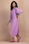 Buy_LABEL IVISH_Purple Silk Georgette Embroidered Cutdana Round Butterfly Blush Dress  _Online_at_Aza_Fashions