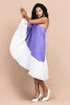 Shop_LABEL IVISH_Purple Pure Silk Georgette Embellished Diamond One Shoulder Dress  _Online_at_Aza_Fashions