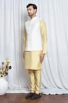 Shop_Aryavir Malhotra_White Silk Teardrop Tear Drop Pattern Nehru Jacket _Online_at_Aza_Fashions