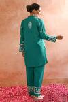 Shop_House of Chikankari_Green Cotton Hand Embroidered Chikankari Iram Kurta And Pant Set  _at_Aza_Fashions