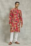 Buy_Nero By Shaifali And Satya_Multi Color Ruby Silk Hand Work Printed Kurta And Churidar Set_at_Aza_Fashions