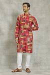 Buy_Nero By Shaifali And Satya_Multi Color Ruby Silk Hand Work Printed Kurta And Churidar Set_Online_at_Aza_Fashions