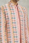 Buy_Nero by Shaifali and Satya_Pink Embroidered Thread Work Jacket With Kurta Set_Online_at_Aza_Fashions