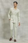 Buy_Nero By Shaifali And Satya_Green Suiting Fabric Plain Patch Pocket Jacket And Pant Set_at_Aza_Fashions