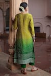 Pink City by Sarika_Green Moonga Silk Print Bandhani Round Neck Straight Kurta Set  _Online_at_Aza_Fashions