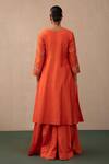 Shop_Pink City by Sarika_Orange Silk, Chanderi, Organza Zari, Sequins, Embroidery Angrakha Kurta Set _at_Aza_Fashions