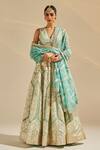 Shop_Studio Iris India_Green Organza Motifs V Neck Aurora Pattern Lehenga Set_at_Aza_Fashions