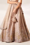 Studio Iris India_Pink Organza Embroidery Gota Patti Sweetheart Neck Rosalea Bridal Lehenga Set _Online_at_Aza_Fashions