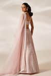 Shop_Studio Iris India_Pink Organza Embroidery Nalki Sweetheart Neck Diana Bead Bridal Lehenga Set _at_Aza_Fashions