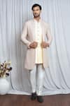 Buy_Aryavir Malhotra_Cream Sherwani Silk Embroidery Thread Sequin Set _at_Aza_Fashions