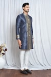 Aryavir Malhotra_Grey Sherwani Silk Woven Floral Butta Set_at_Aza_Fashions