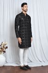 Aryavir Malhotra_Black Velvet Embroidered Cut Dana And Sequin Work Kurta _at_Aza_Fashions