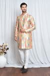 Buy_Aryavir Malhotra_Multi Color Silk Printed Vintage Mandarin Collar Kurta _at_Aza_Fashions