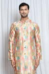 Aryavir Malhotra_Multi Color Silk Printed Vintage Mandarin Collar Kurta _Online_at_Aza_Fashions