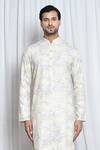 Arihant Rai Sinha_Yellow Soft Cotton Printed And Embroidered Floral Haze Kurta _Online_at_Aza_Fashions