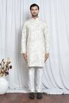 Buy_Arihant Rai Sinha_Yellow Soft Cotton Printed And Embroidered Floral Haze Kurta _Online_at_Aza_Fashions