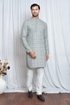 Buy_Aryavir Malhotra_Green Kura Soft Cotton Printed And Embroidered Moroccan Kurta Set _at_Aza_Fashions