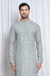 Buy_Aryavir Malhotra_Green Kura Soft Cotton Printed And Embroidered Moroccan Kurta Set _Online_at_Aza_Fashions